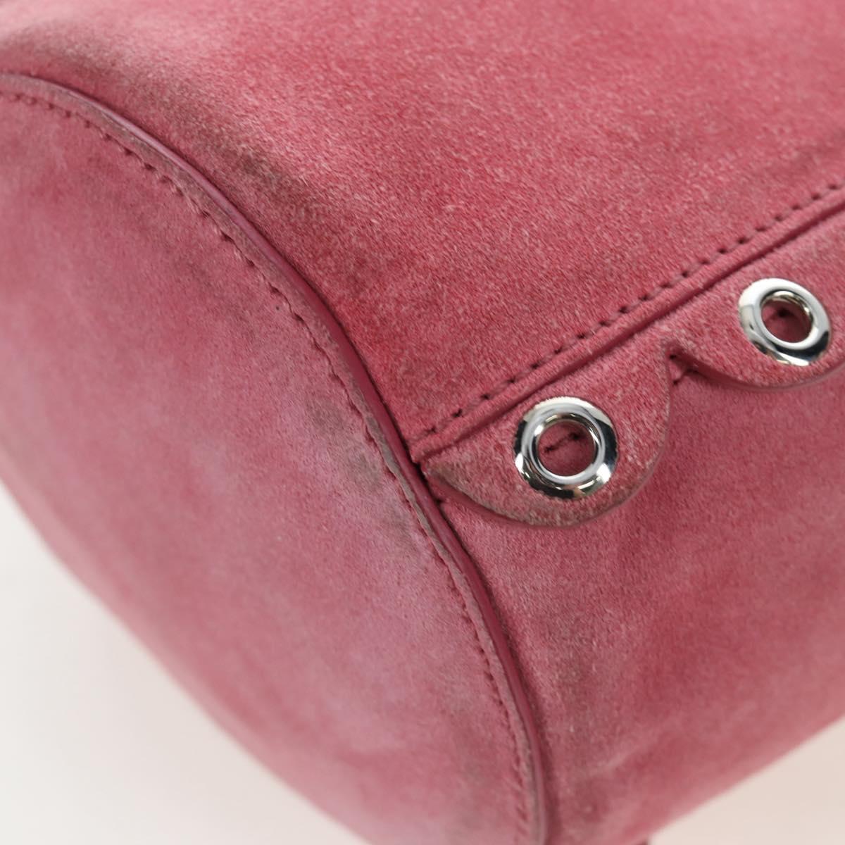 Miu Miu Shoulder Bag Suede Pink Silver Auth 204837A
