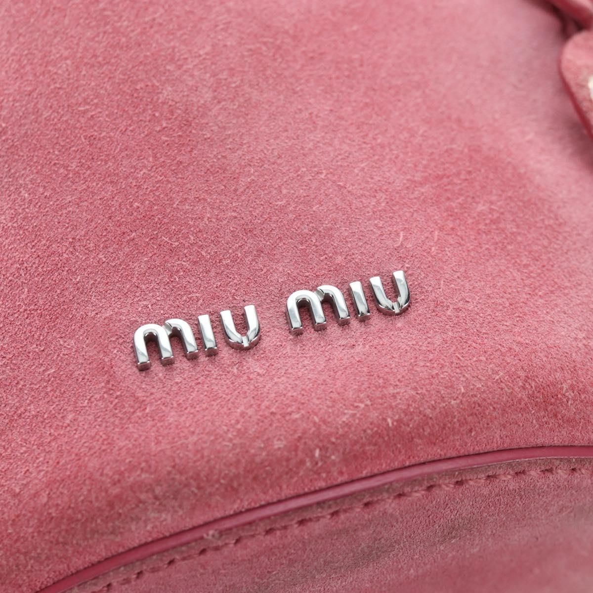 Miu Miu Shoulder Bag Suede Pink Silver Auth 204837A