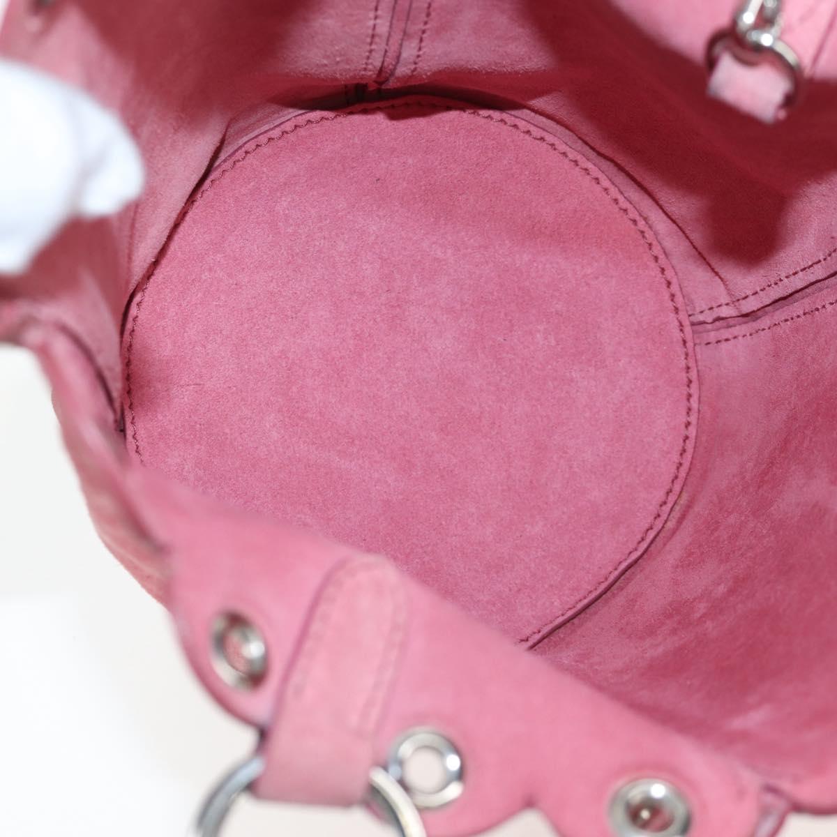 Miu Miu Shoulder Bag Suede Pink Silver Auth 204837A