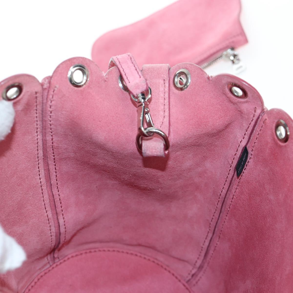 Miu Miu Shoulder Bag Suede Pink Silver Auth 204837A
