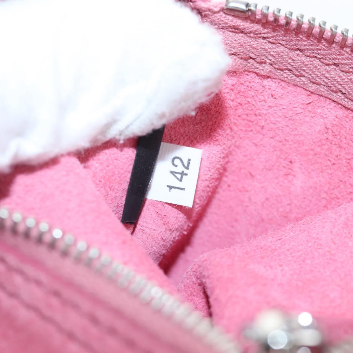 Miu Miu Shoulder Bag Suede Pink Silver Auth 204837A