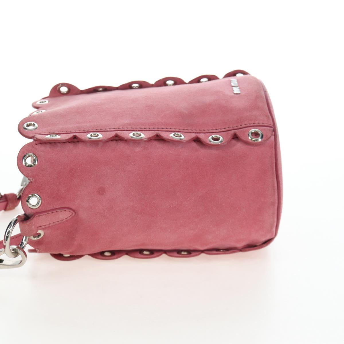 Miu Miu Shoulder Bag Suede Pink Silver Auth 204837A