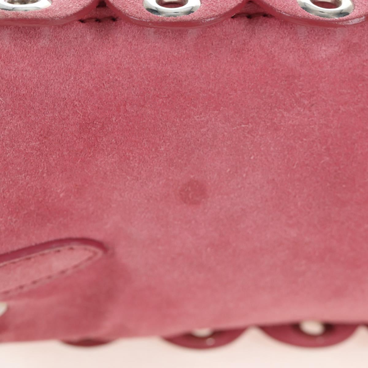 Miu Miu Shoulder Bag Suede Pink Silver Auth 204837A