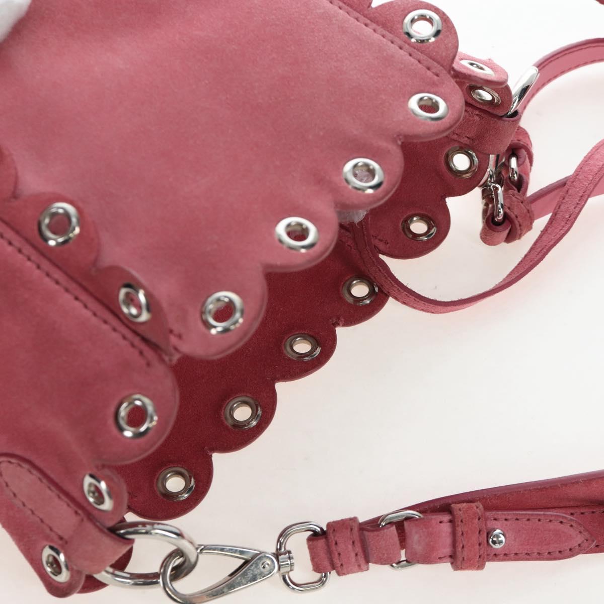 Miu Miu Shoulder Bag Suede Pink Silver Auth 204837A