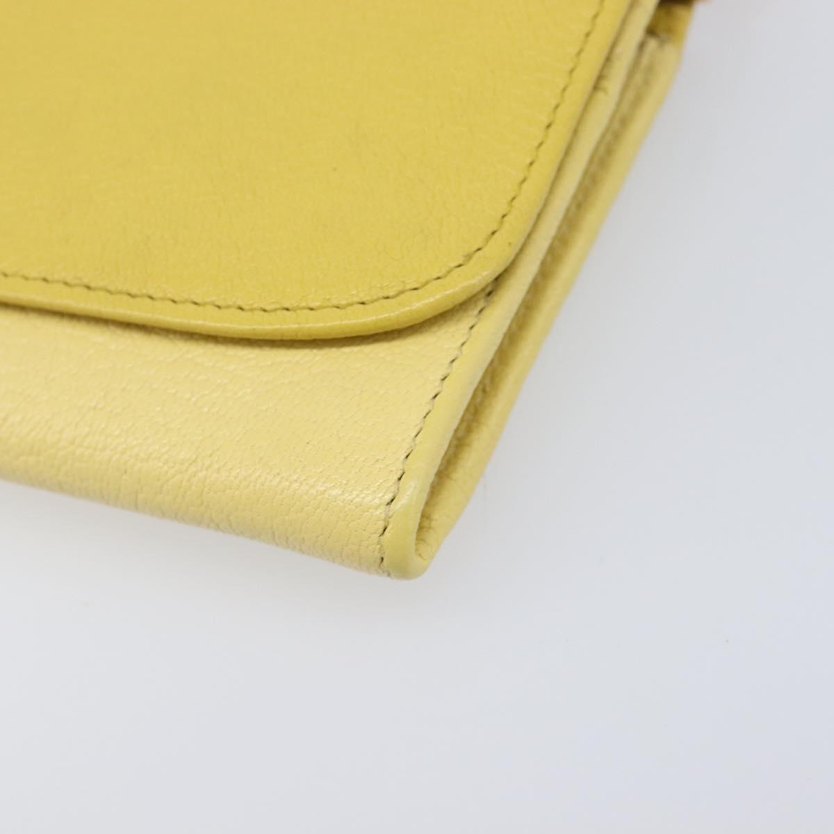 Miu Miu Chain Wallet Shoulder Bag Leather Yellow Gold Auth 204839A