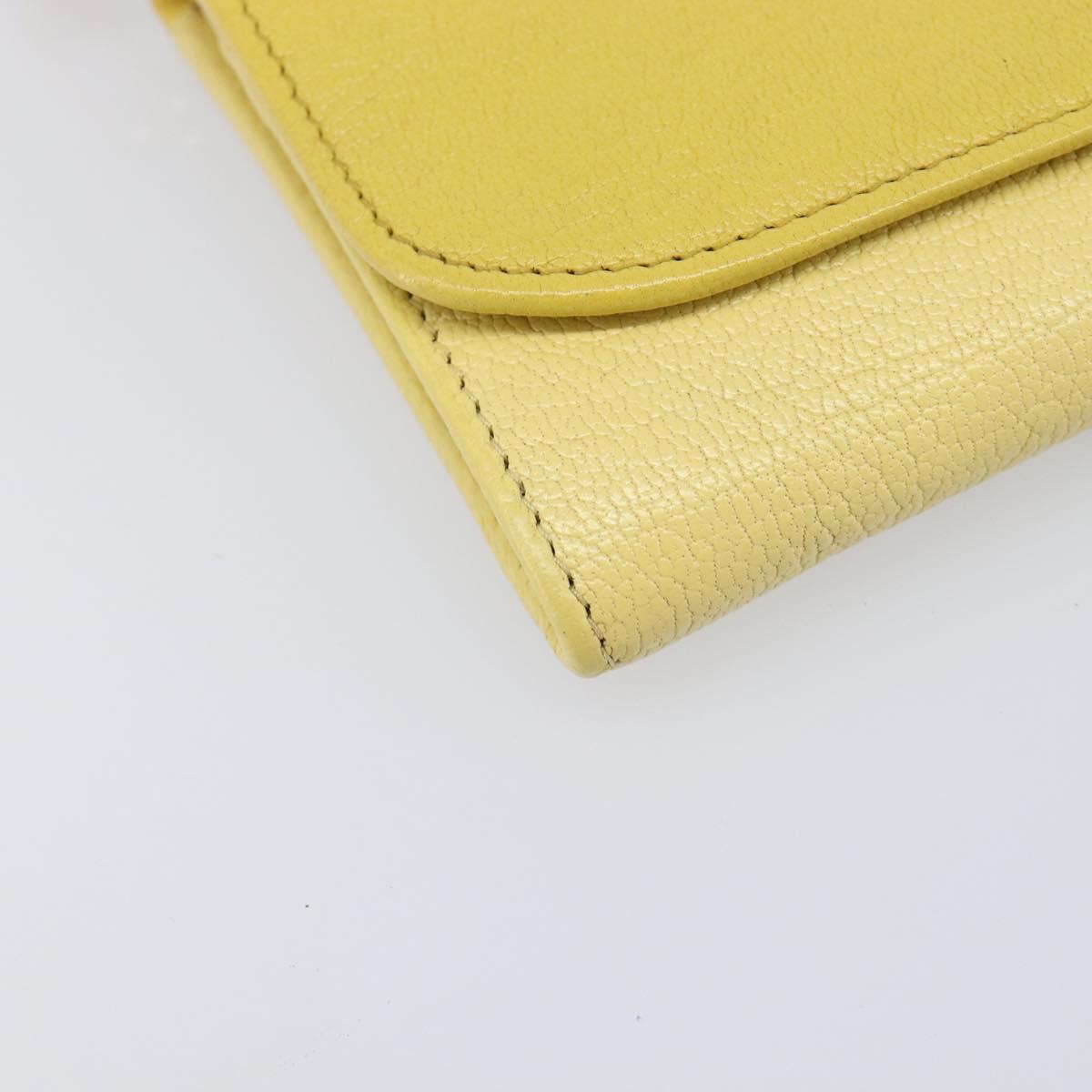 Miu Miu Chain Wallet Shoulder Bag Leather Yellow Gold Auth 204839A