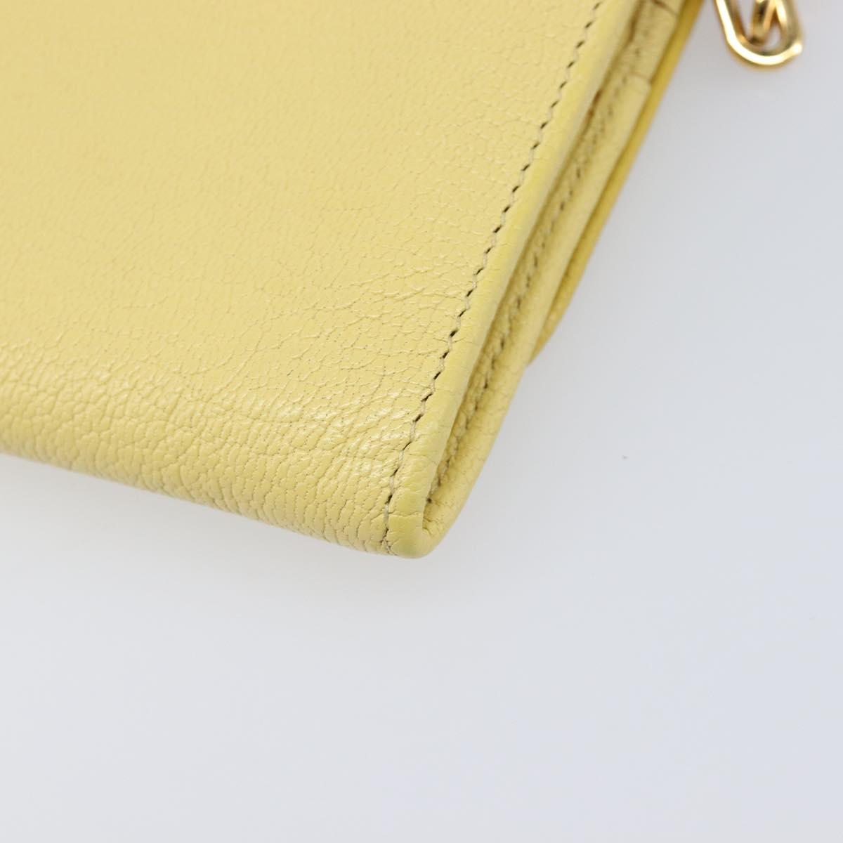 Miu Miu Chain Wallet Shoulder Bag Leather Yellow Gold Auth 204839A