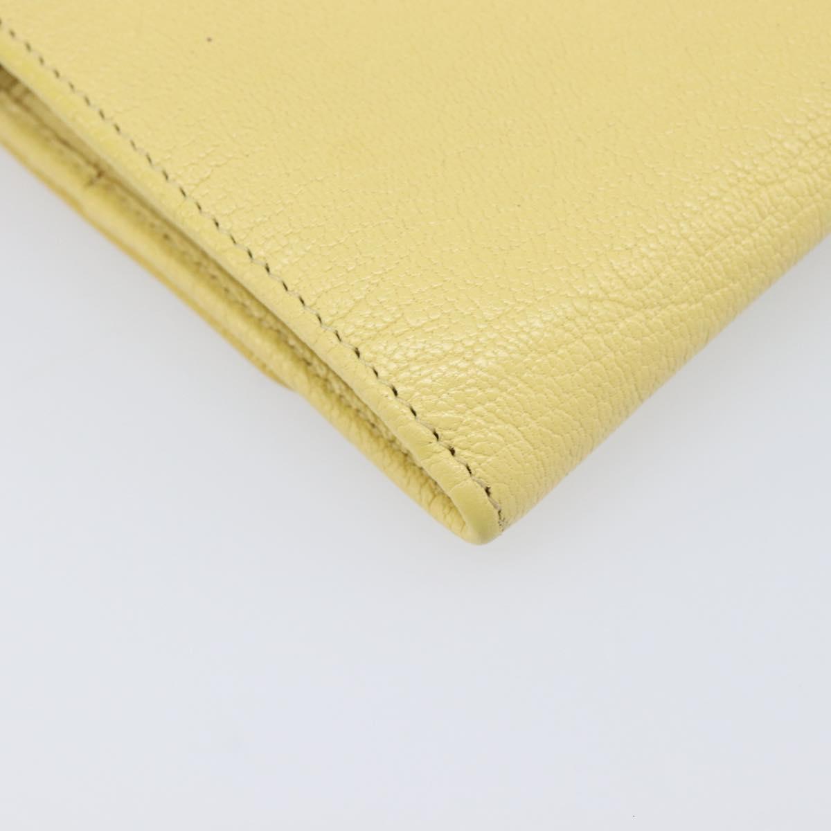 Miu Miu Chain Wallet Shoulder Bag Leather Yellow Gold Auth 204839A