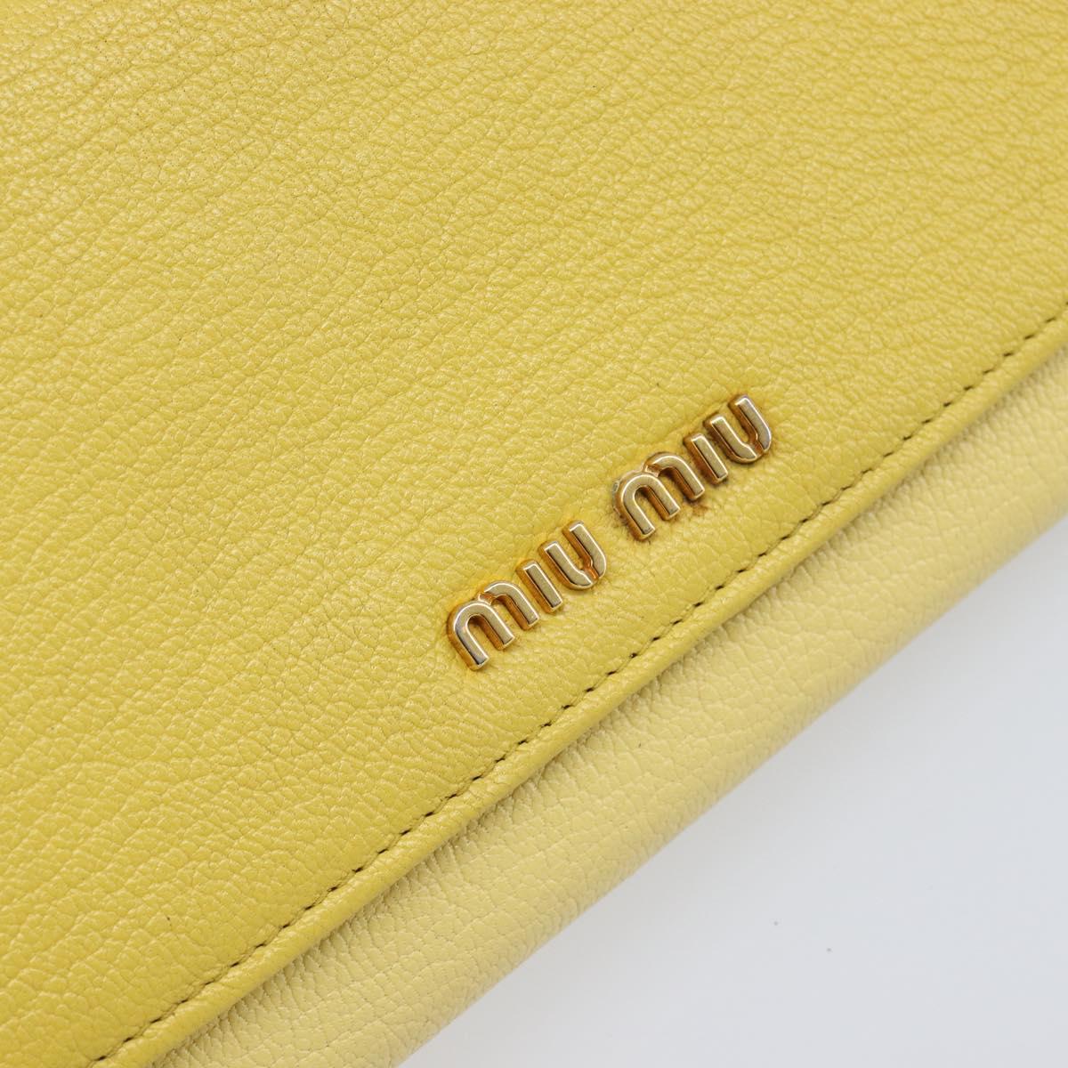 Miu Miu Chain Wallet Shoulder Bag Leather Yellow Gold Auth 204839A