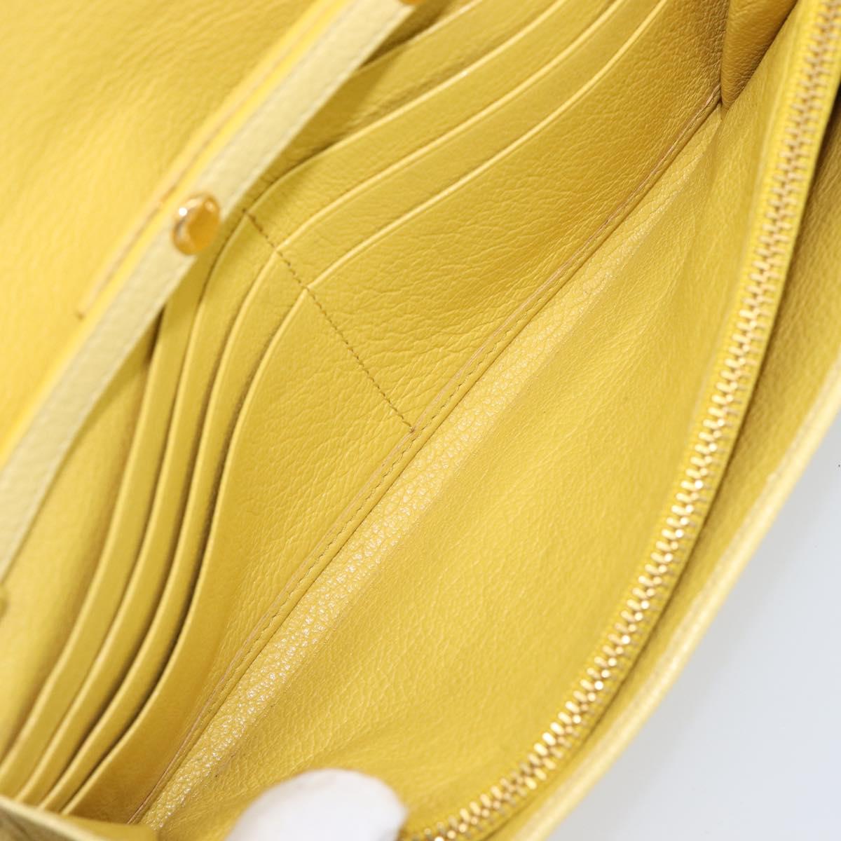 Miu Miu Chain Wallet Shoulder Bag Leather Yellow Gold Auth 204839A