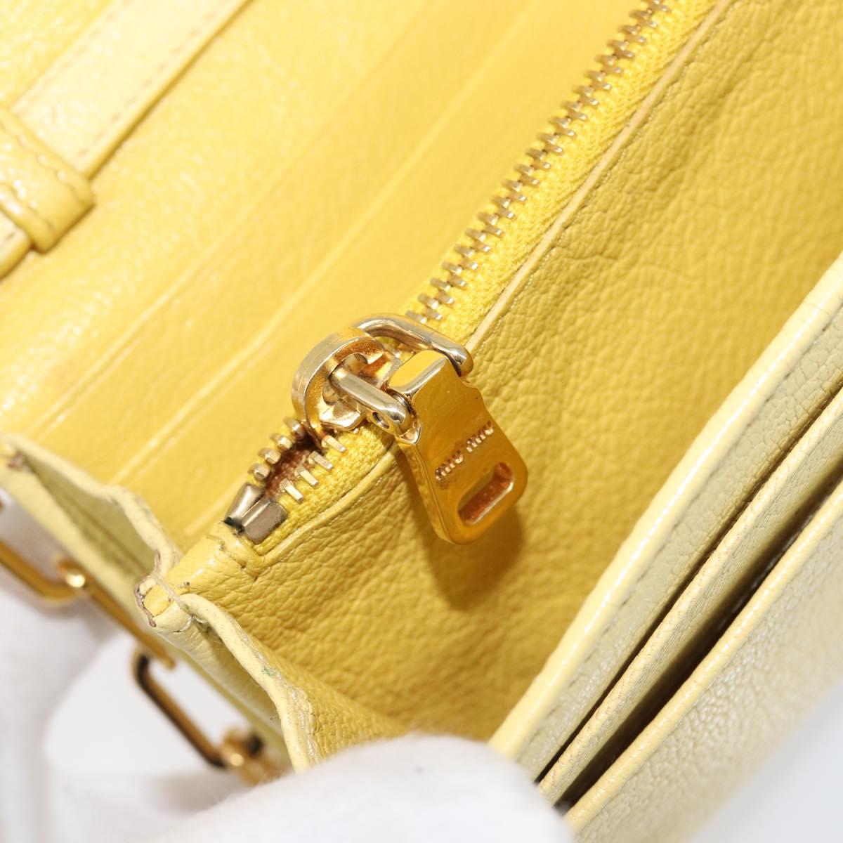 Miu Miu Chain Wallet Shoulder Bag Leather Yellow Gold Auth 204839A