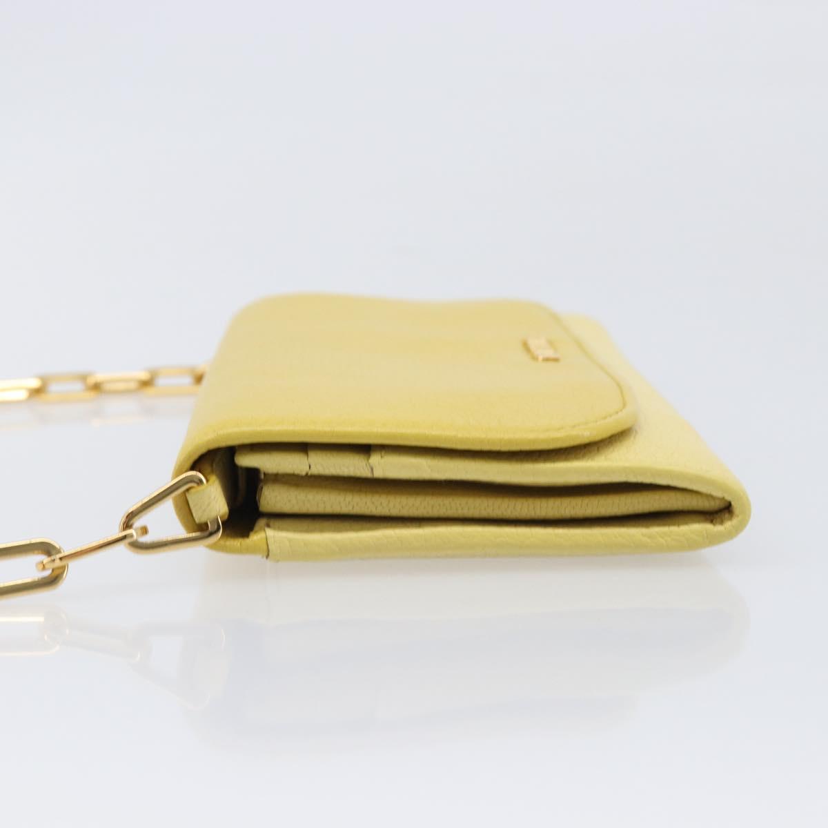 Miu Miu Chain Wallet Shoulder Bag Leather Yellow Gold Auth 204839A