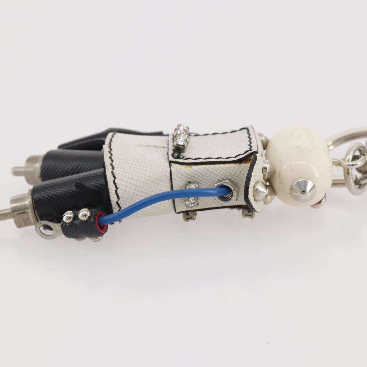 PRADA Robot Key Holder Saffiano leather White LV Auth 204840M