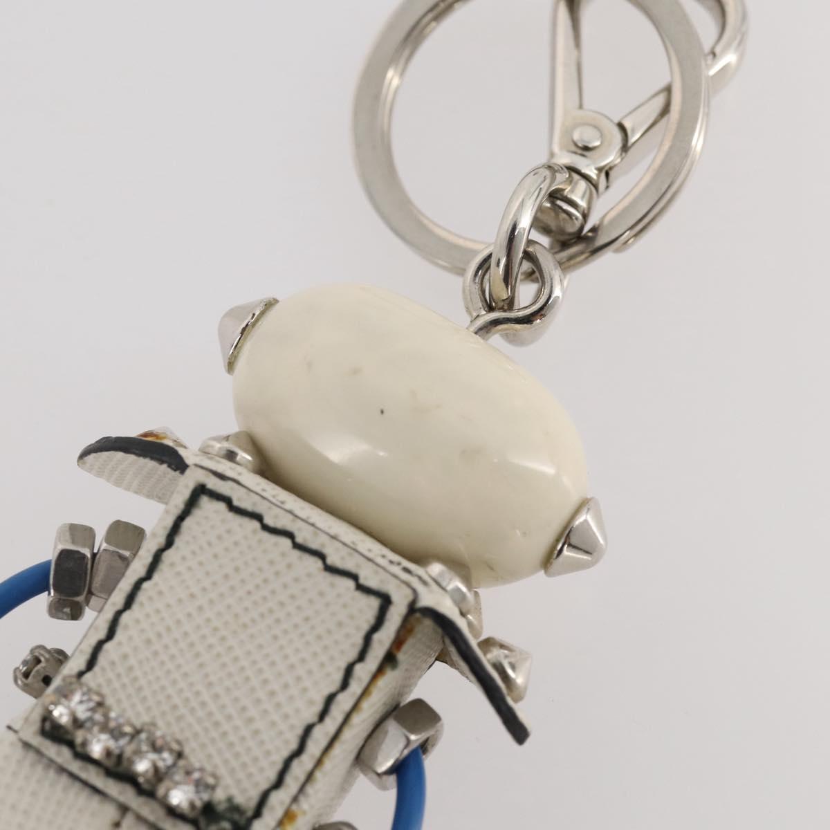 PRADA Robot Key Holder Saffiano leather White LV Auth 204840M
