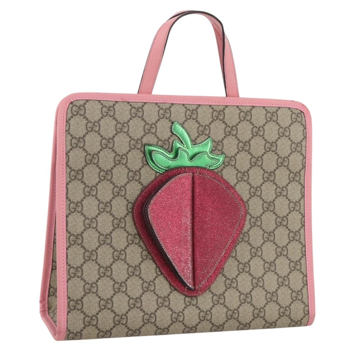 GUCCI GG Supreme Children's Hand Bag PVC Beige 630589 Auth 204842A