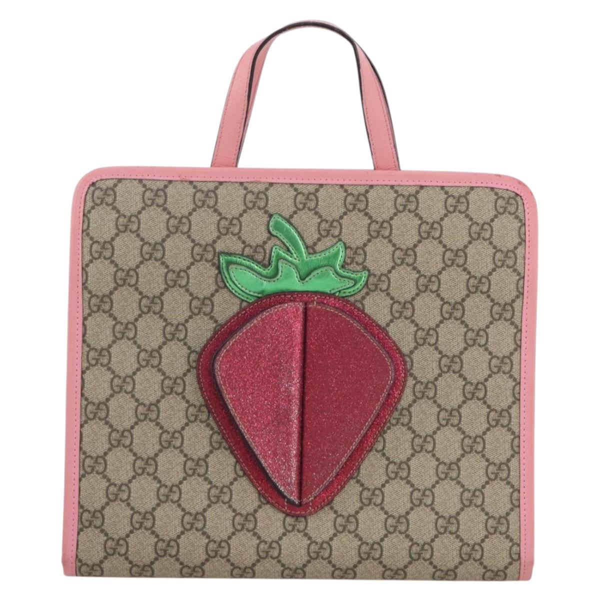 GUCCI GG Supreme Children's Hand Bag PVC Beige 630589 Auth 204842A