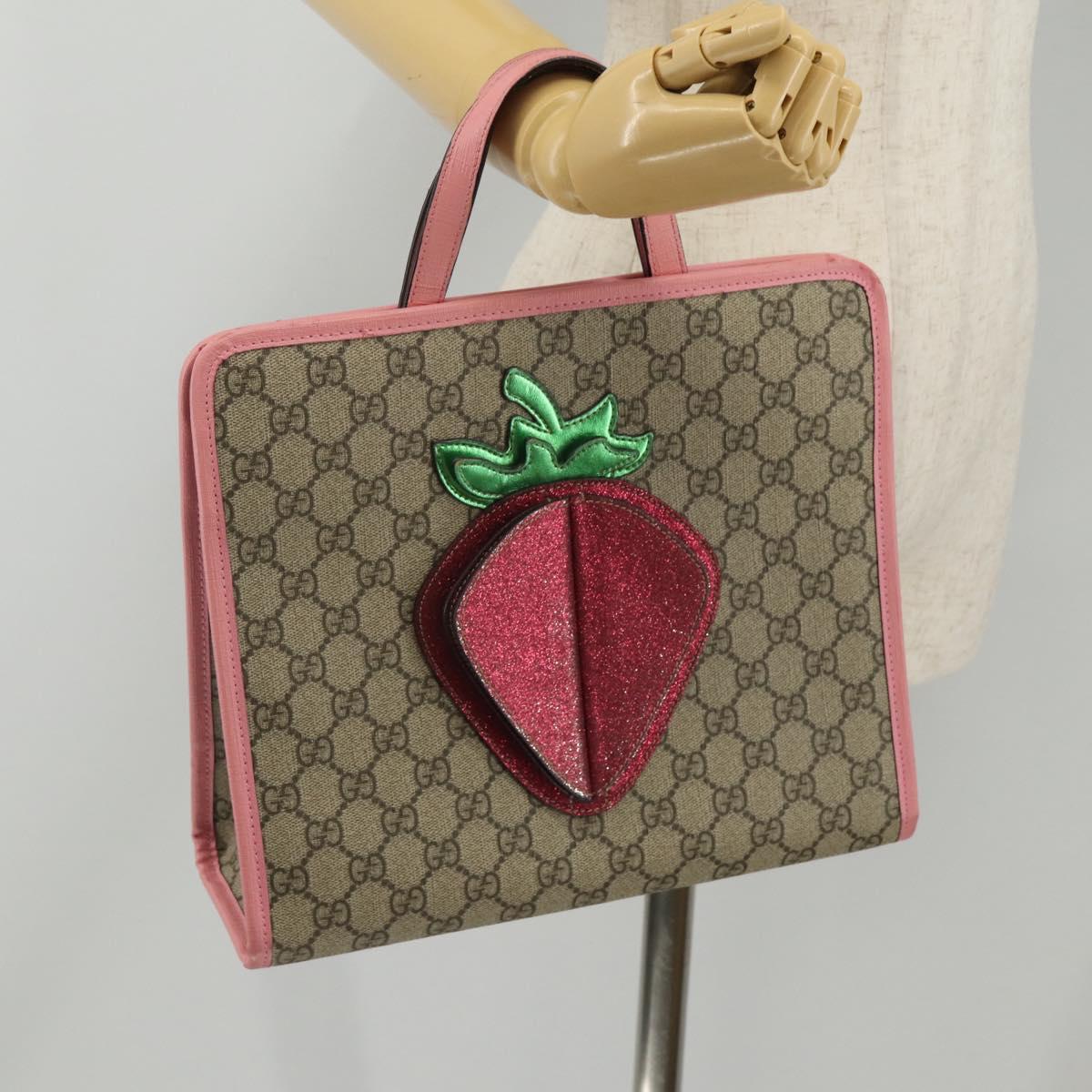 GUCCI GG Supreme Children's Hand Bag PVC Beige 630589 Auth 204842A