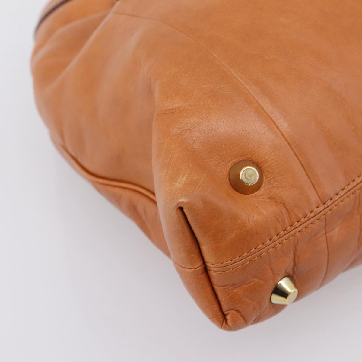 Chloe Victoria Tote Bag Leather Gold Brown Auth 204844