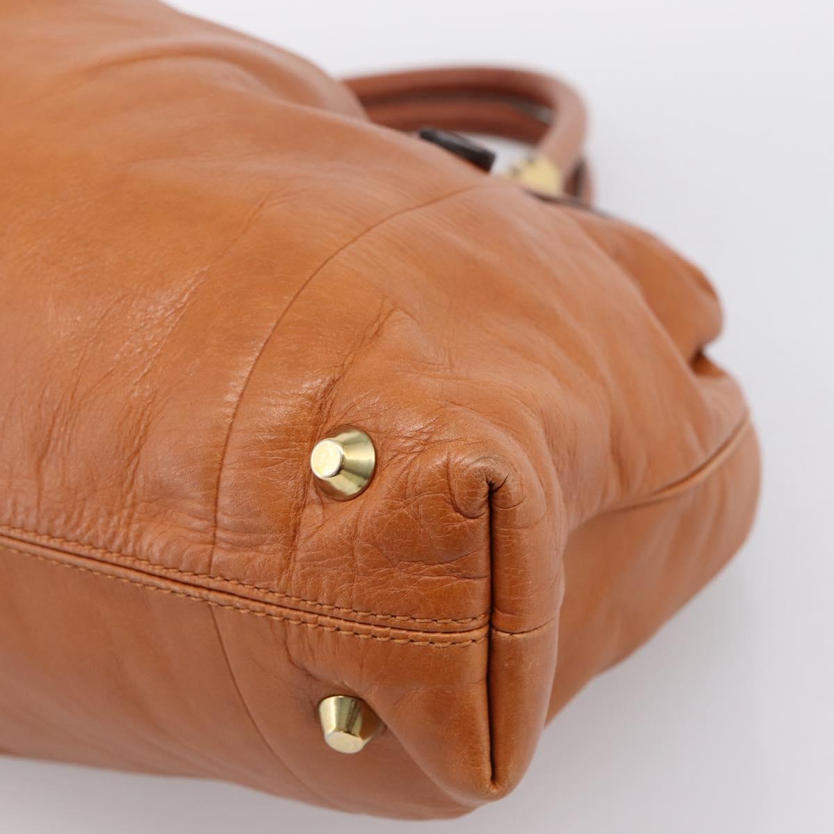 Chloe Victoria Tote Bag Leather Gold Brown Auth 204844