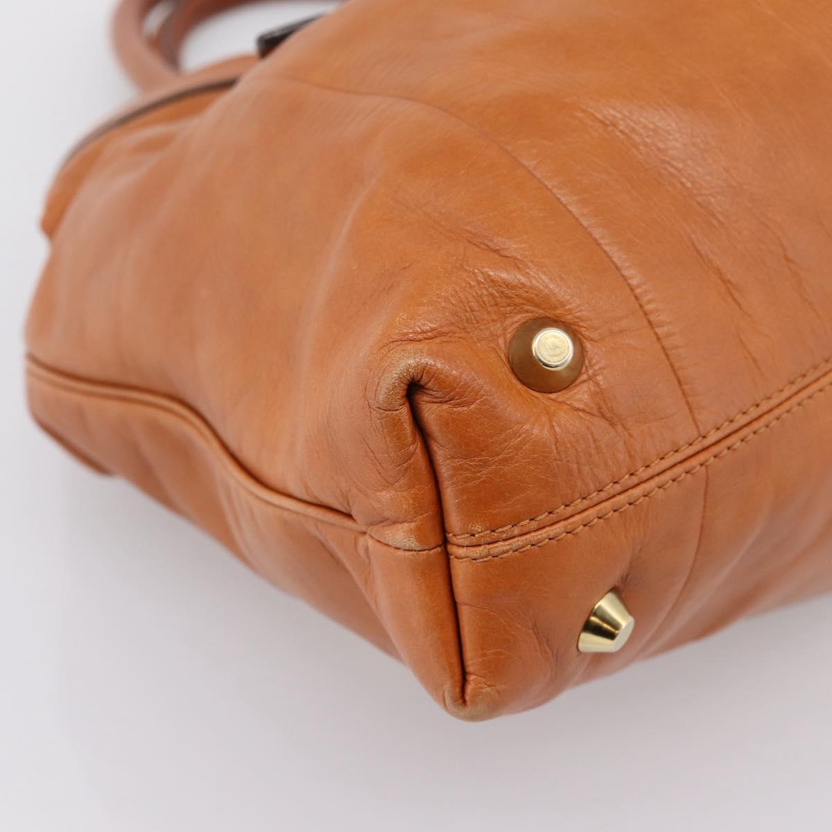Chloe Victoria Tote Bag Leather Gold Brown Auth 204844