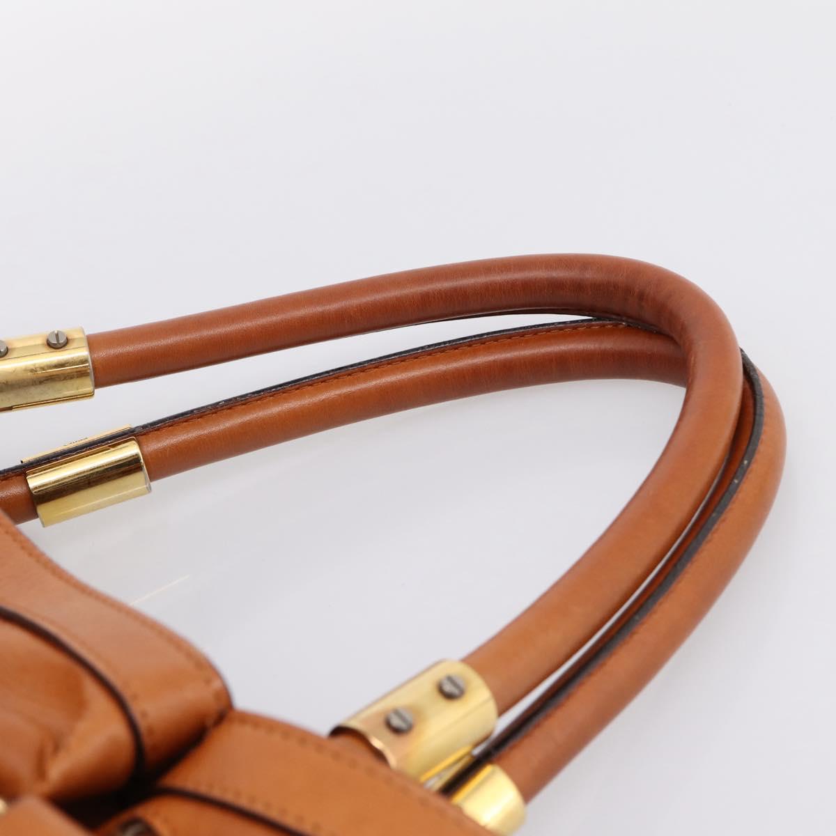 Chloe Victoria Tote Bag Leather Gold Brown Auth 204844