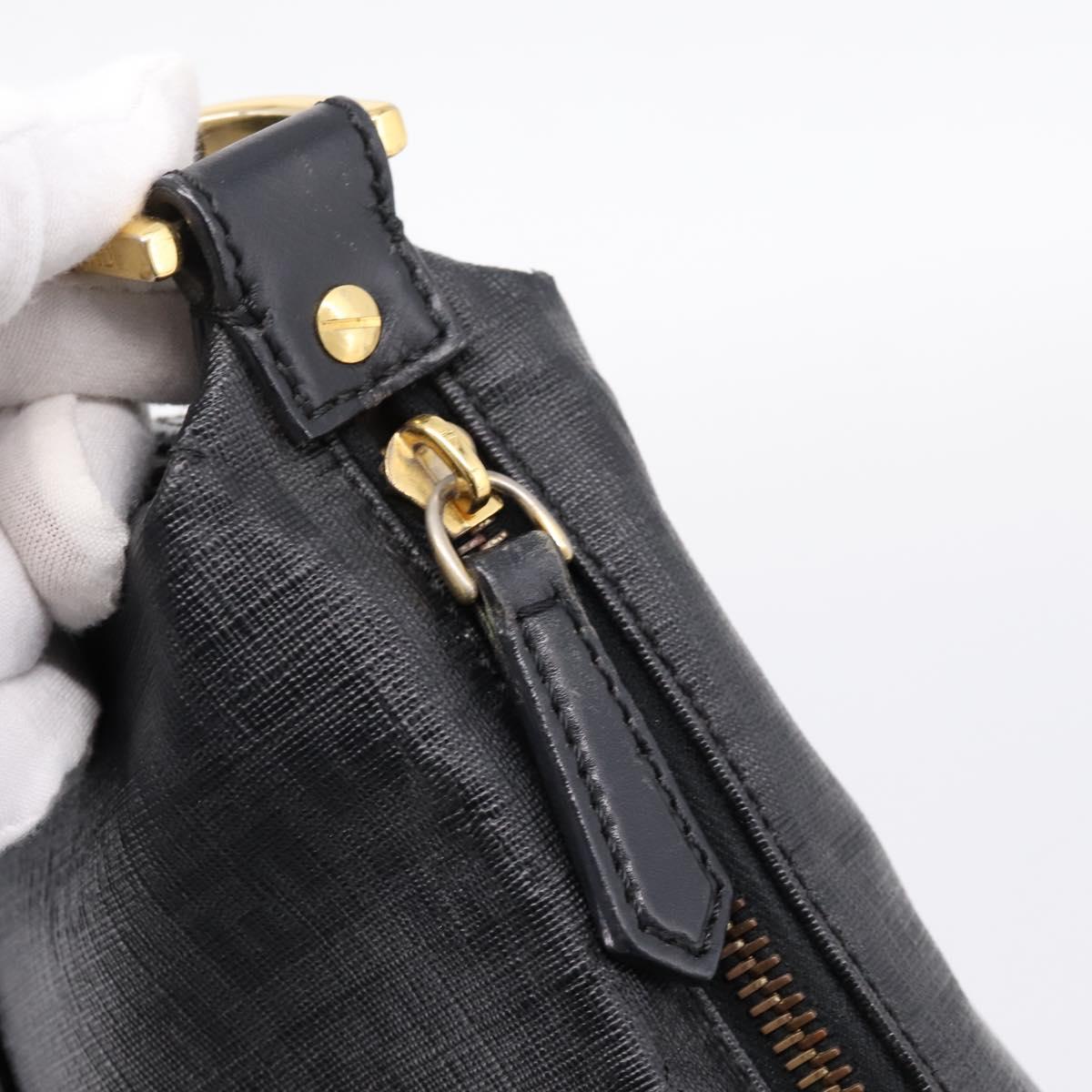 FENDI Zucchino Canvas Shoulder Bag PVC Black Gold Auth 204845