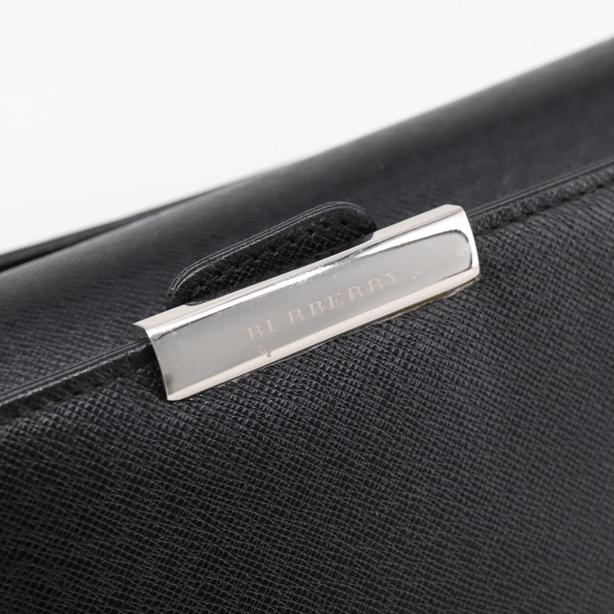 BURBERRY Shoulder Bag Leather Black Silver Auth 204846