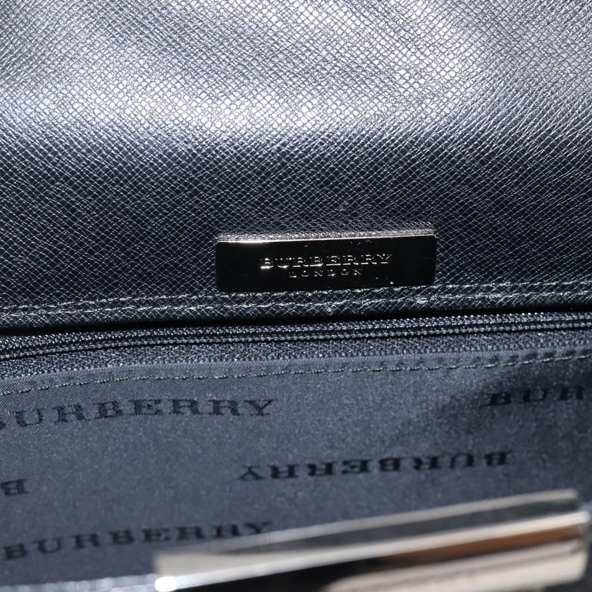 BURBERRY Shoulder Bag Leather Black Silver Auth 204846