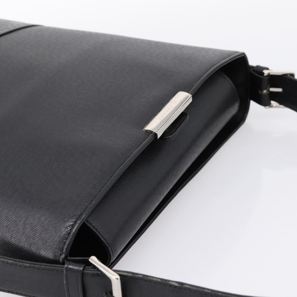 BURBERRY Shoulder Bag Leather Black Silver Auth 204846