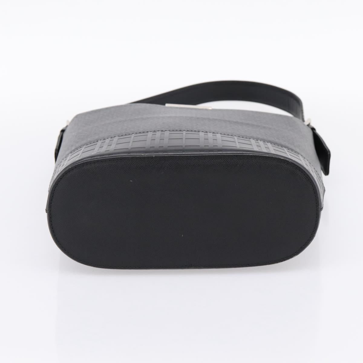 BURBERRY Shoulder Bag Leather Black Silver Auth 204846