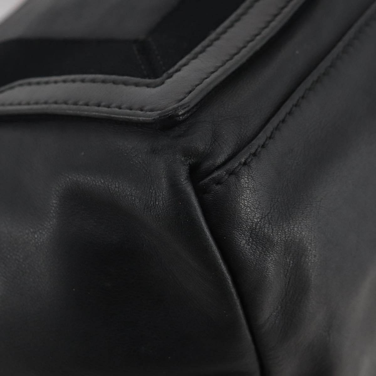 BALENCIAGA Navy Cabas Hand Bag Leather Black Silver 339933 Auth 204847