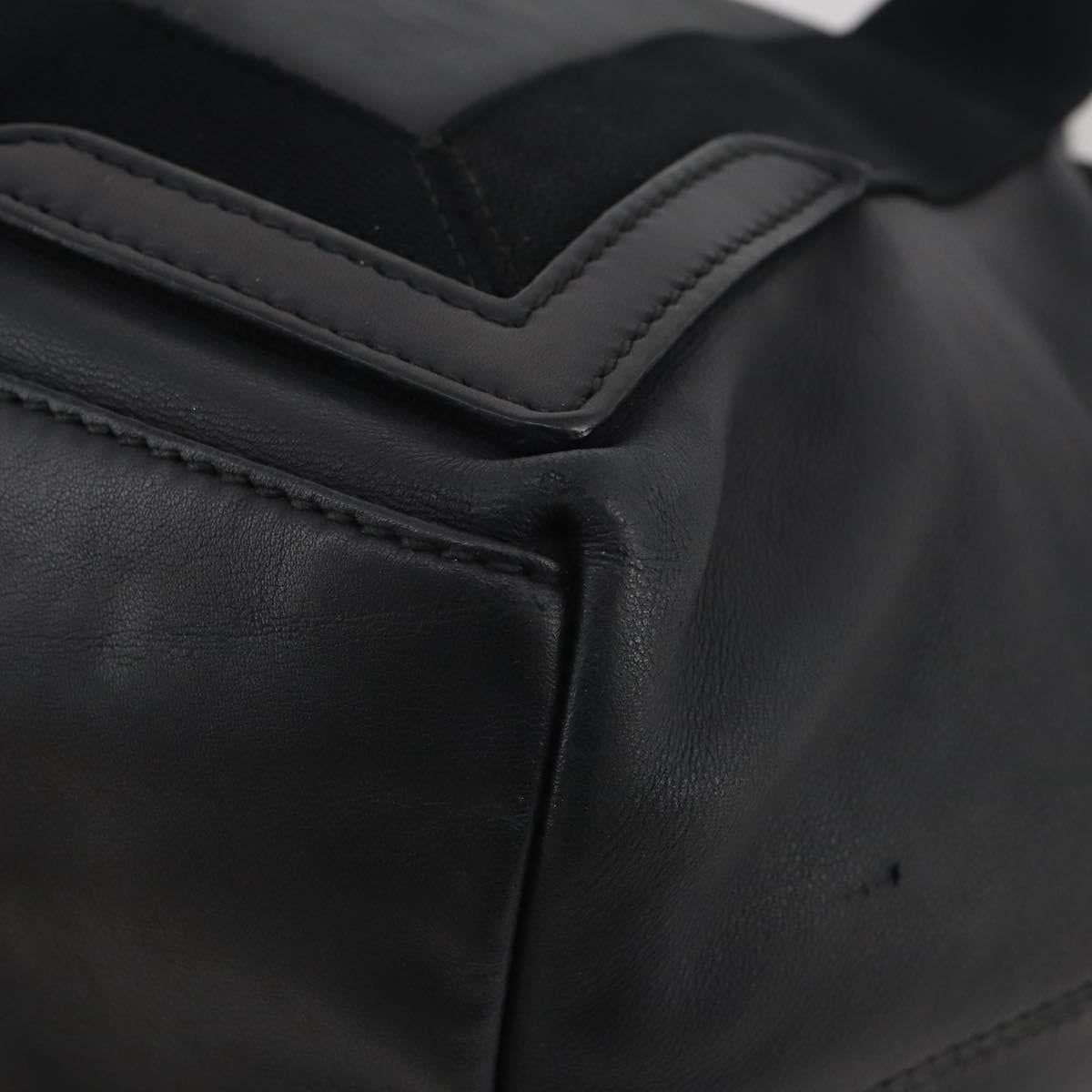 BALENCIAGA Navy Cabas Hand Bag Leather Black Silver 339933 Auth 204847