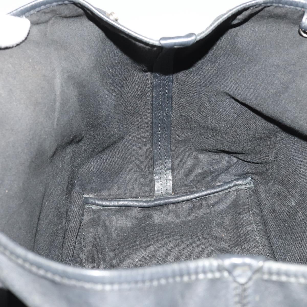 BALENCIAGA Navy Cabas Hand Bag Leather Black Silver 339933 Auth 204847
