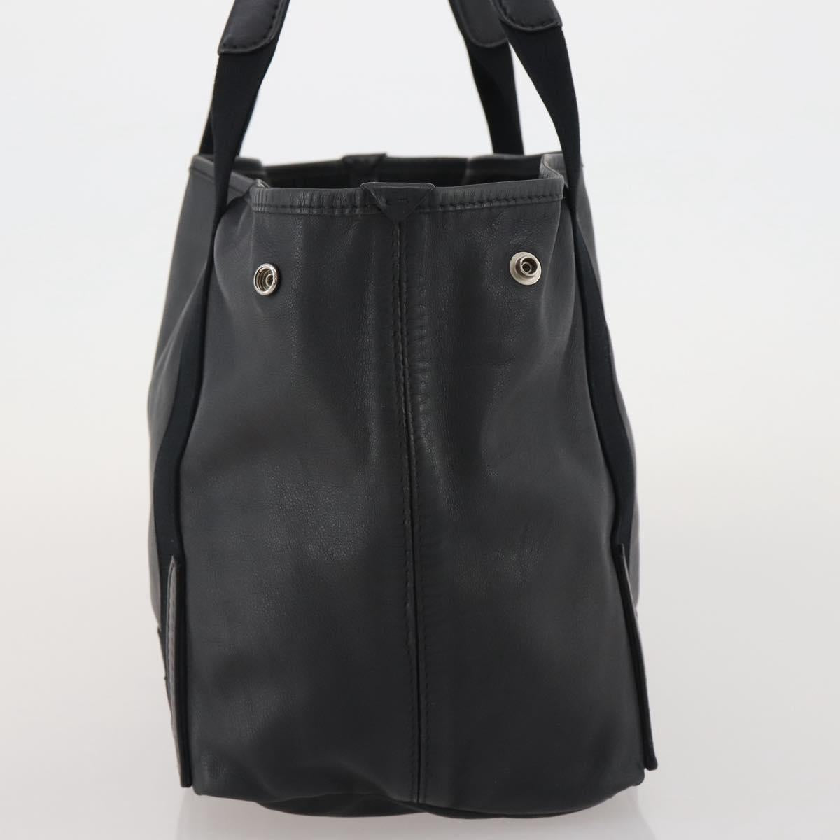 BALENCIAGA Navy Cabas Hand Bag Leather Black Silver 339933 Auth 204847