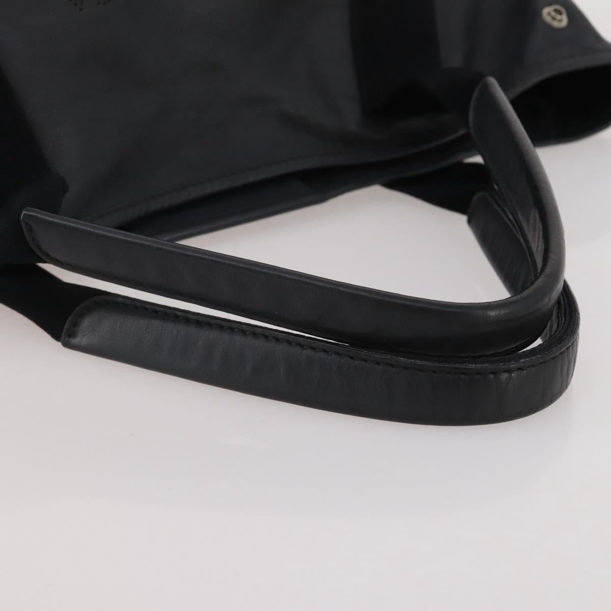 BALENCIAGA Navy Cabas Hand Bag Leather Black Silver 339933 Auth 204847
