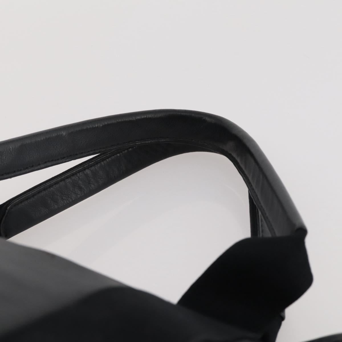 BALENCIAGA Navy Cabas Hand Bag Leather Black Silver 339933 Auth 204847
