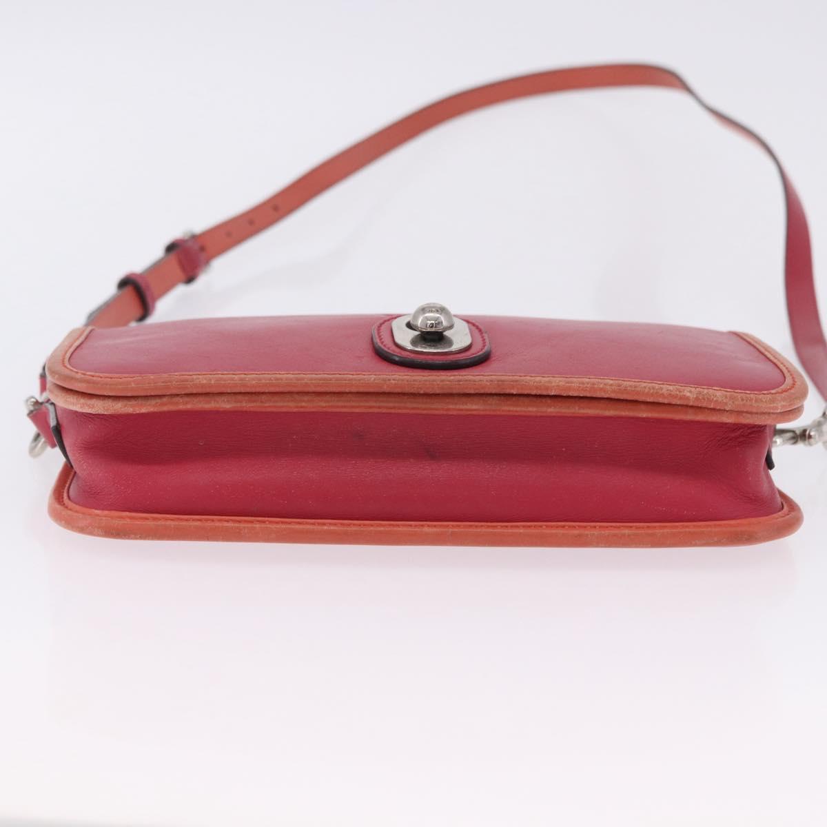 LOEWE Shoulder Bag Leather Red Gold Auth 204848