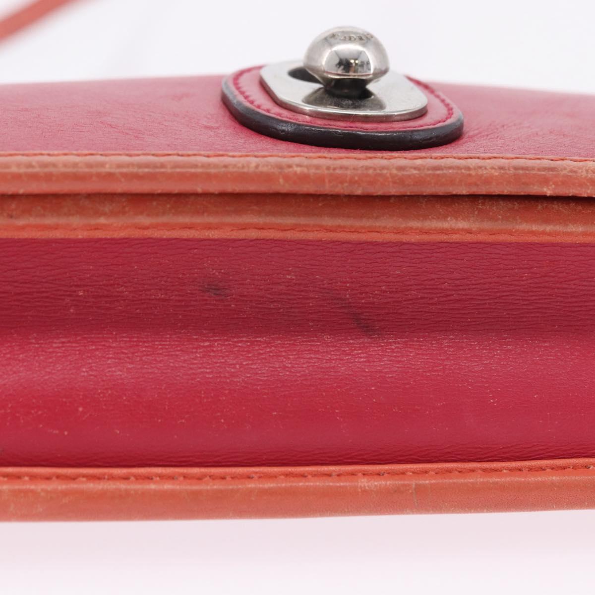 LOEWE Shoulder Bag Leather Red Gold Auth 204848