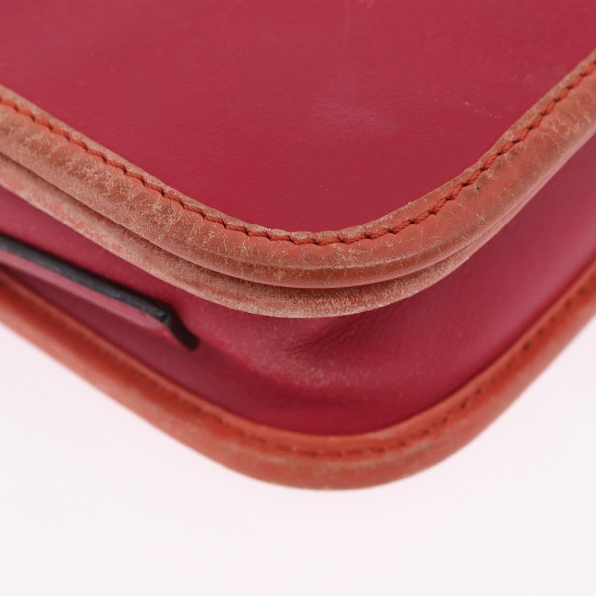 LOEWE Shoulder Bag Leather Red Gold Auth 204848