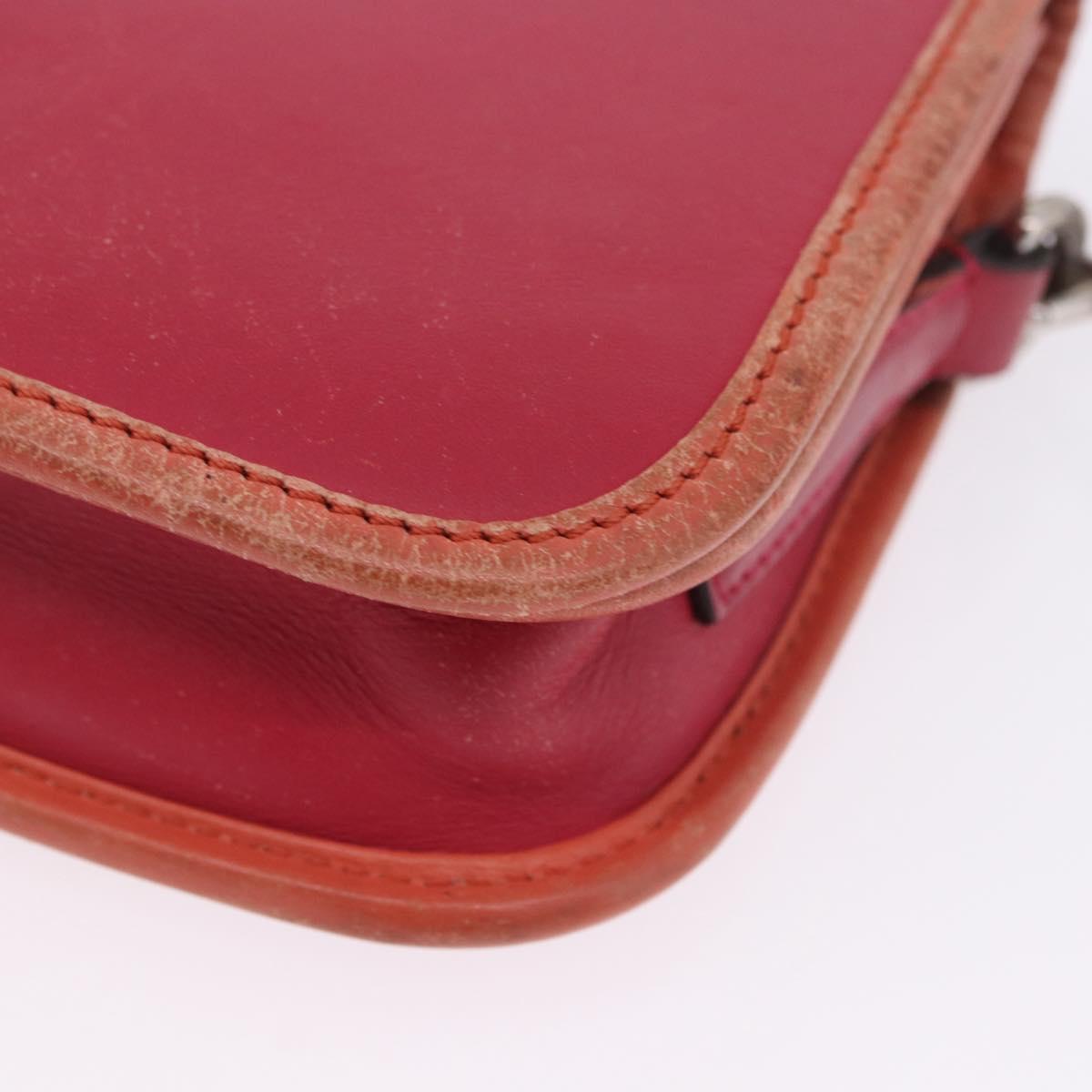 LOEWE Shoulder Bag Leather Red Gold Auth 204848