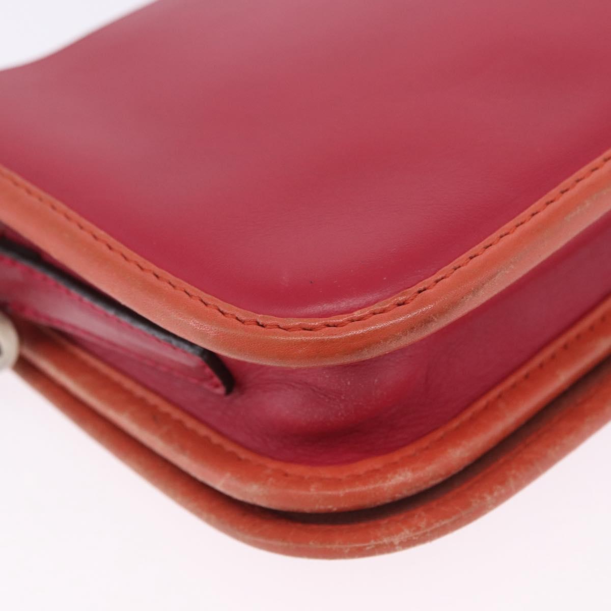 LOEWE Shoulder Bag Leather Red Gold Auth 204848