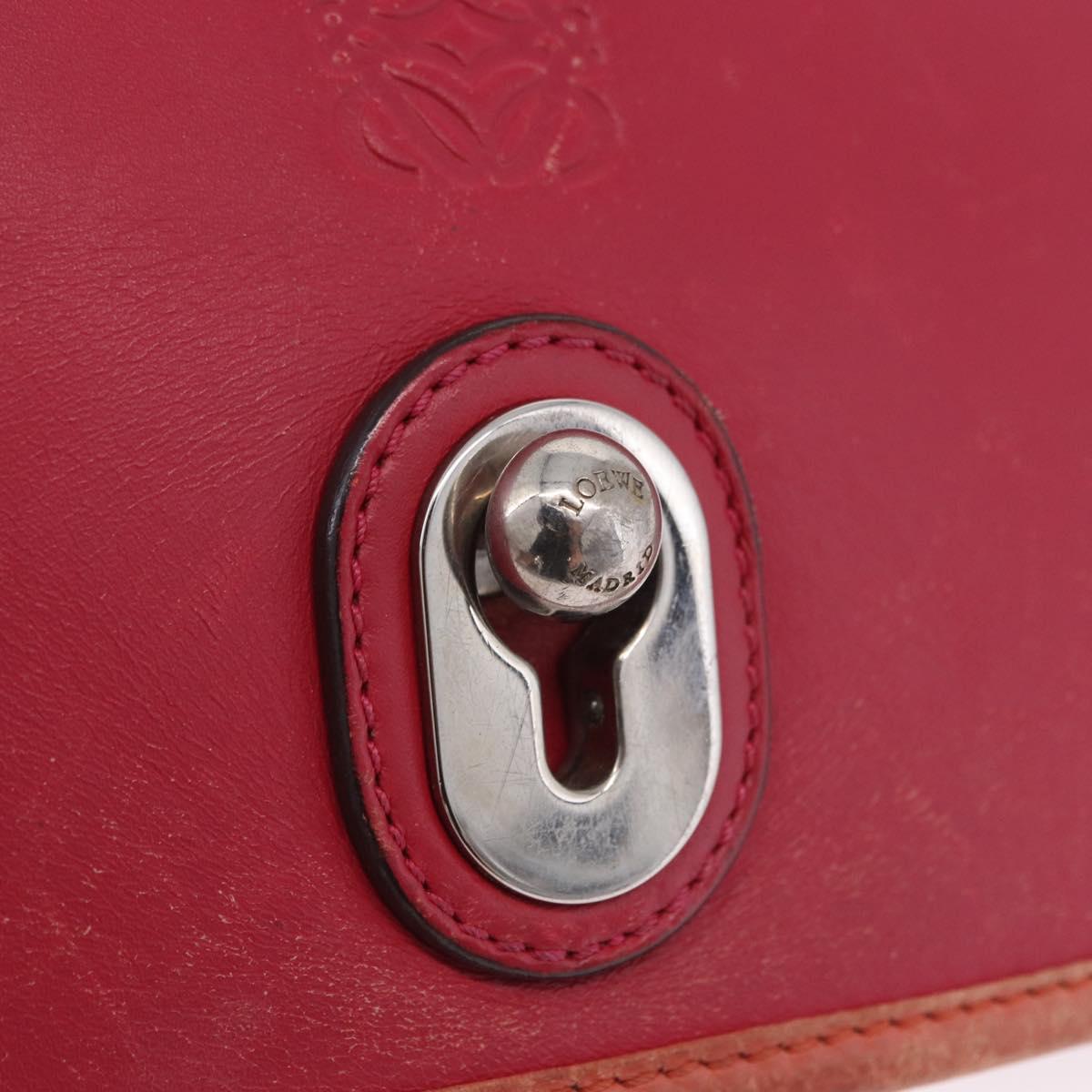 LOEWE Shoulder Bag Leather Red Gold Auth 204848