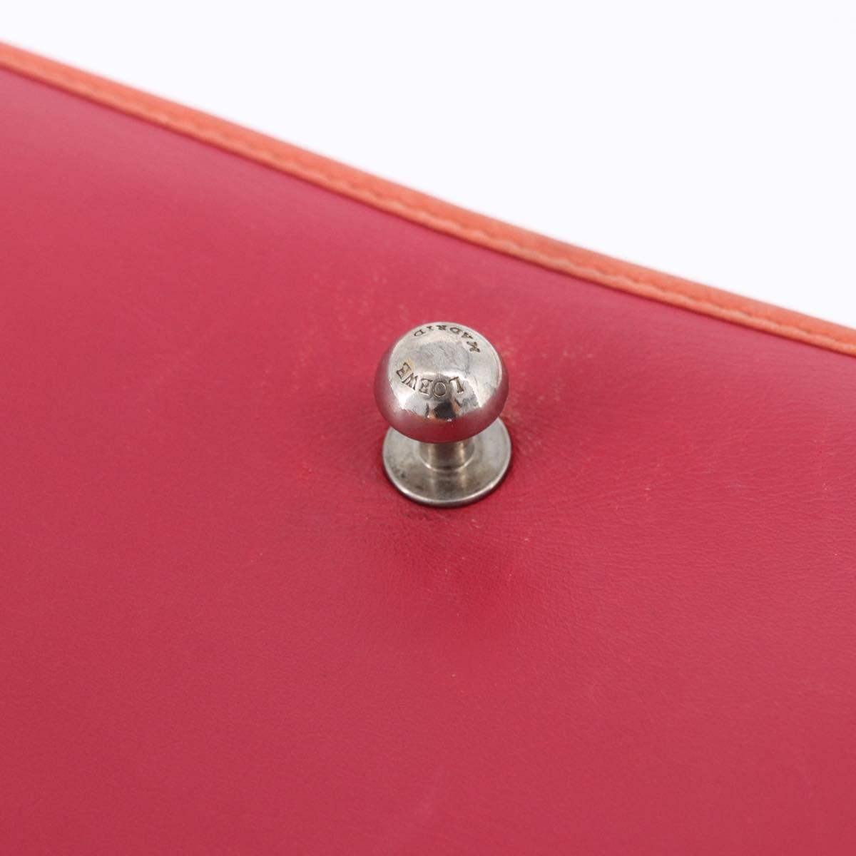 LOEWE Shoulder Bag Leather Red Gold Auth 204848