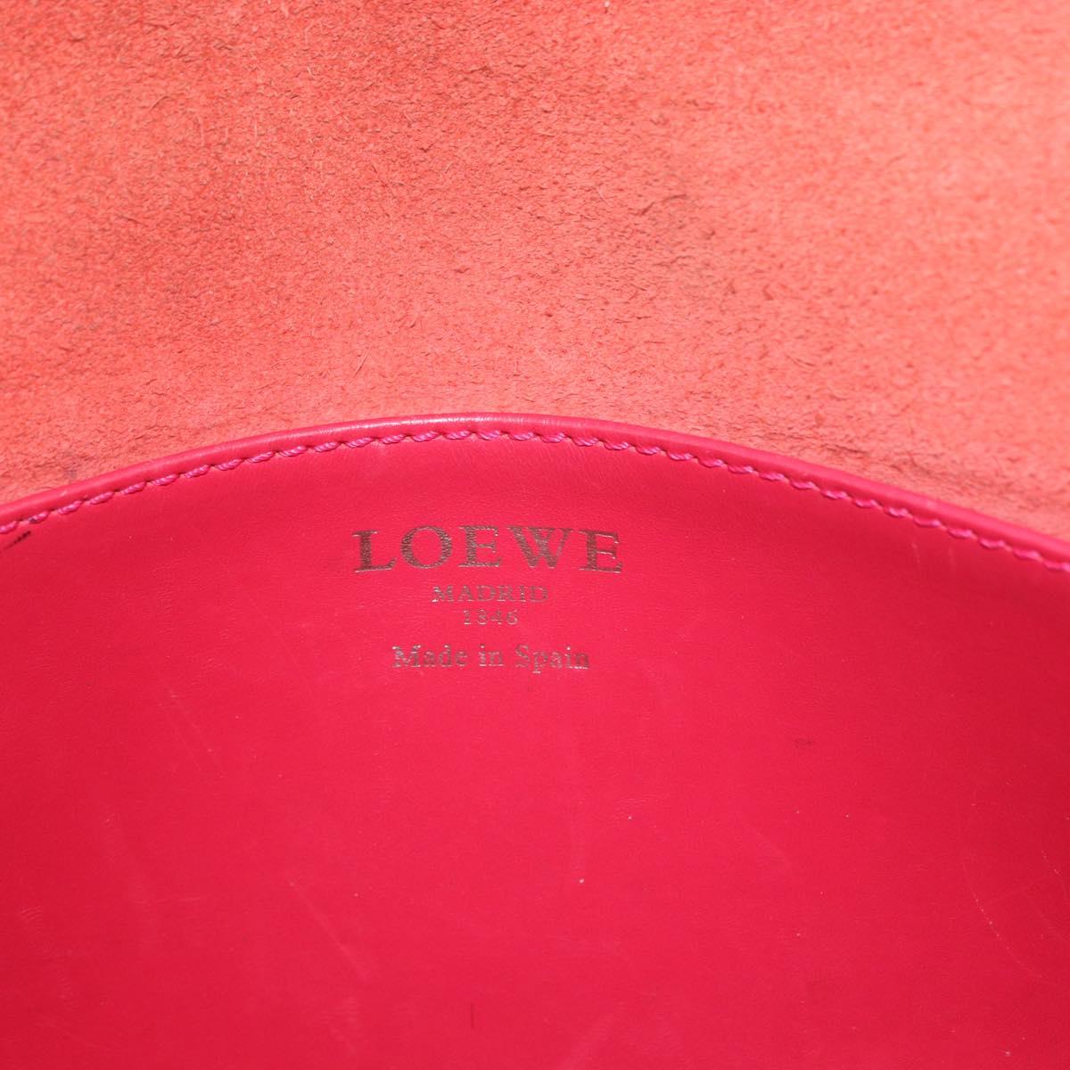 LOEWE Shoulder Bag Leather Red Gold Auth 204848