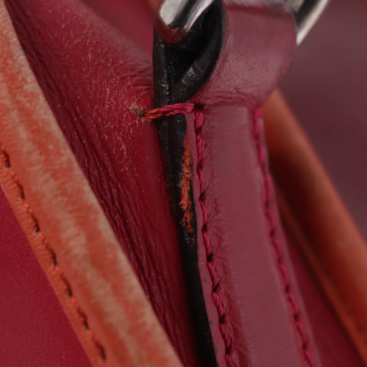 LOEWE Shoulder Bag Leather Red Gold Auth 204848