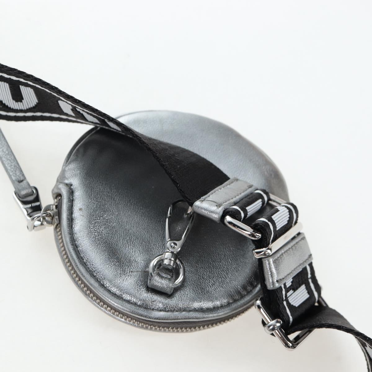 Miu Miu Matelasse Chain Shoulder Bag Leather 2way Silver Auth 204852M