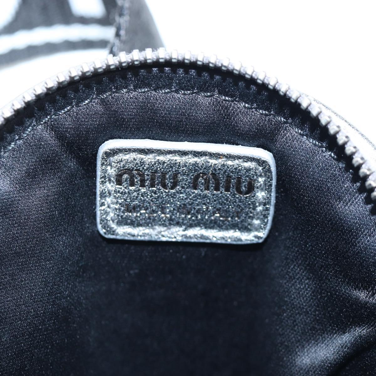 Miu Miu Matelasse Chain Shoulder Bag Leather 2way Silver Auth 204852M