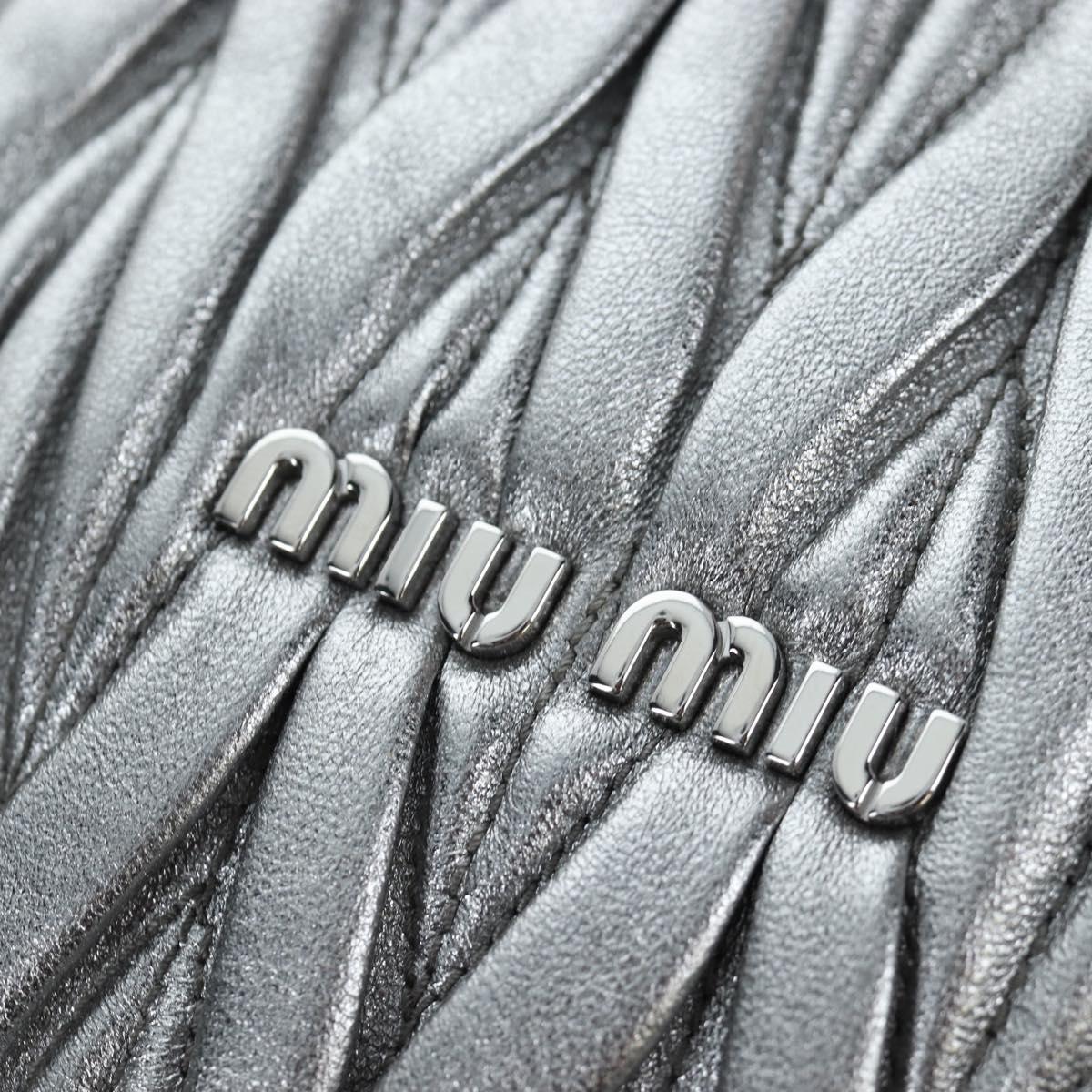 Miu Miu Matelasse Chain Shoulder Bag Leather 2way Silver Auth 204852M