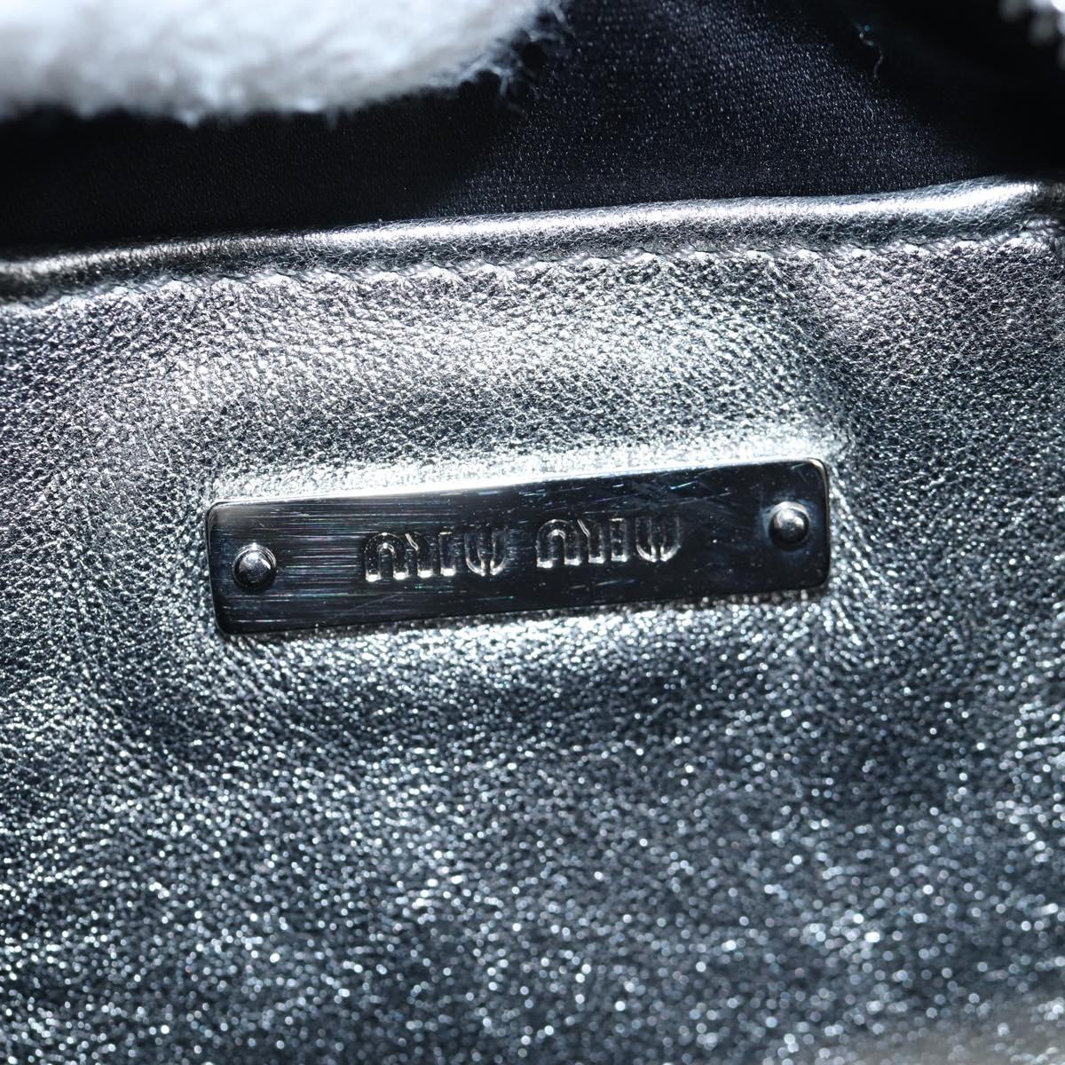 Miu Miu Matelasse Chain Shoulder Bag Leather 2way Silver Auth 204852M
