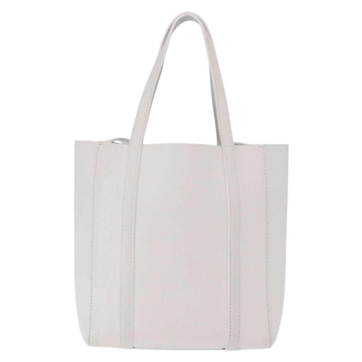 BALENCIAGA Everyday XXS Hand Bag Leather 2way White Silver 551815 Auth 204853A